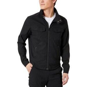 Kenneth Cole Mens Water Resistant Zip Front Utility Jacket Black S